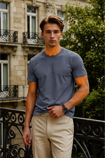 DAMGA JEANS Men's Relax Fit Short Sleeve 100% Cotton Smoked T-Shirt