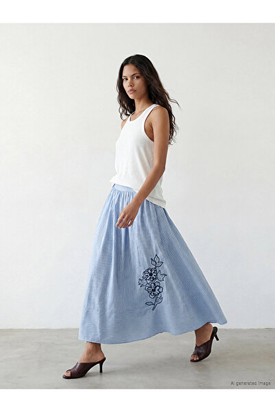 LC Waikiki Peak New Season Elastic Waist Floral Flared Skirt