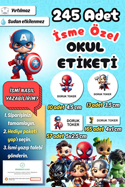 Sticker Ekspres Okul Etiketi Avengers Yenilmezler Temalı Kalem Defter Etiketi...
