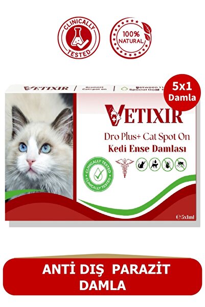 VETIXIR Kedi Bitkisel Ense Dış Parazit Bit Pire Kene Deri Bakımı İçin Etkili ...