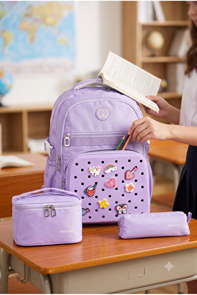 Relaxion Set of 3 Children's Primary School Bags with Pen Holder and Lunch Ba...
