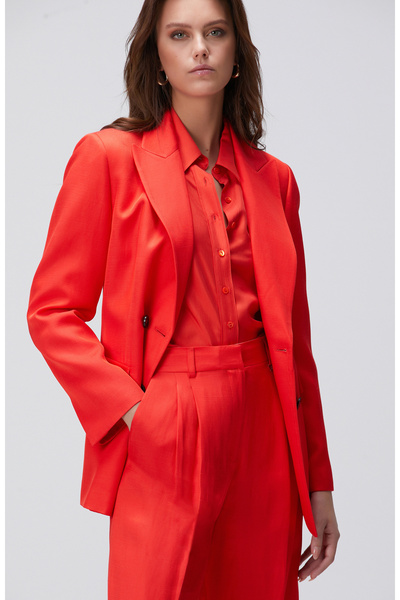Network Kırmızı Keten Blazer Ceket