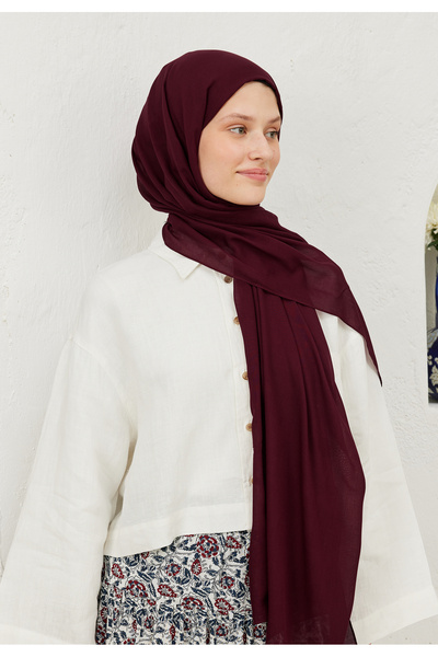 Freshscarfs Rami Viskon Şal Koyu Bordo