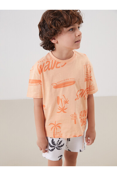 LC Waikiki Original Oval Collar Printed Boy's T-Shirt