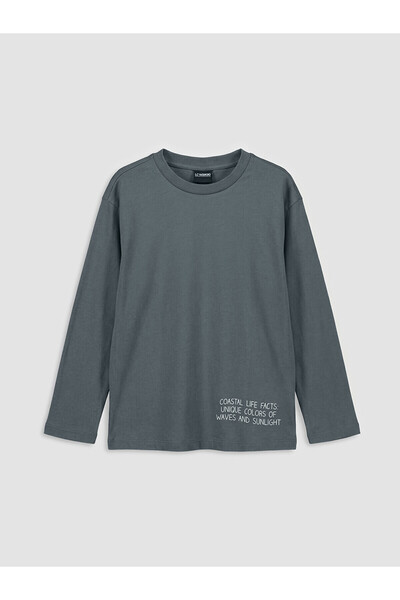 LC Waikiki Trendlucky Girls' T-Shirt with Oval Collar and Printed Design