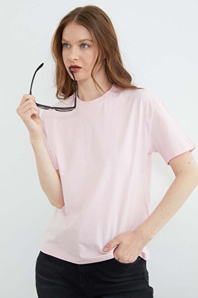 Fulla Moda Basic Bisiklet Yaka Oversize Tişört