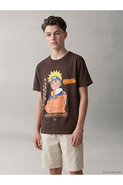 LC Waikiki Original Oval Yaka Naruto Printed Boys' T-Shirt