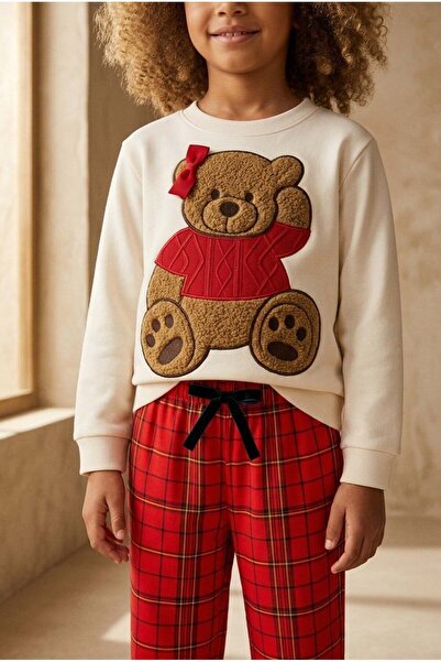 Katia&Bony Girl's Teddy Sweatshirt Pajama Top Ecru