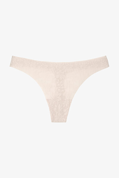 Penti Invisible Laser Cut Lace Açık Bej Tanga Külot