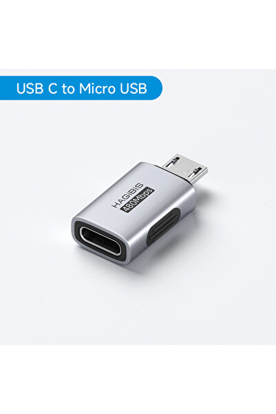 Choice محول هاجبيس USB C إلى مايكرو USB باللون الرمادي، موصل أنثى من النوع C ...