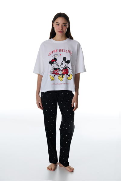 Penti Optik Beyaz Lic Share The Love Pamuklu Pantolon Pijama Takımı