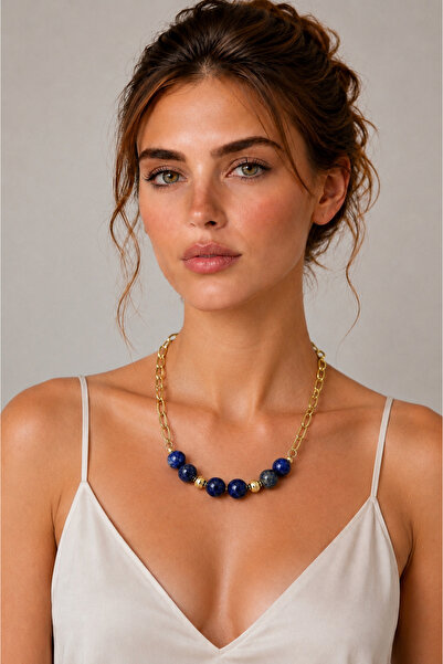 Camellie KY Jewels Azure Lapis | A Kalite Lapis Lazuli Doğal Taş Altın Kaplam...