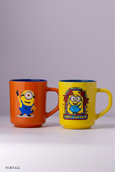 Rakle Set of 2 Minions Mugs Orange-Yellow 246 Cc