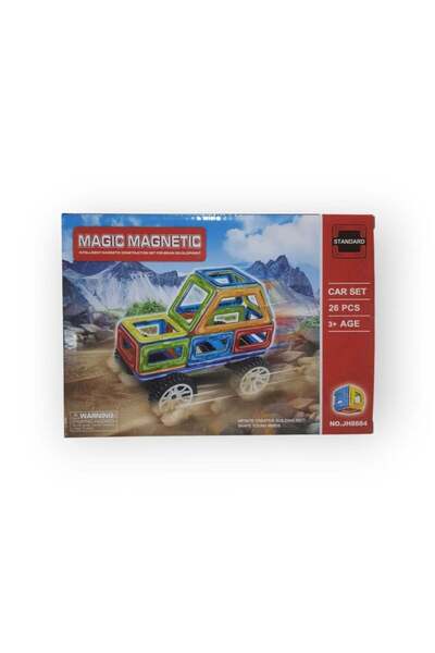KIZILKAYA Magic Magnetic Lego 26 Pieces Car with Wheels