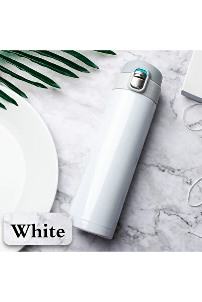 Choice 500ml WHITE 500ML Stainless Steel Bouncing Cover Vacuum Flask Thermos ...