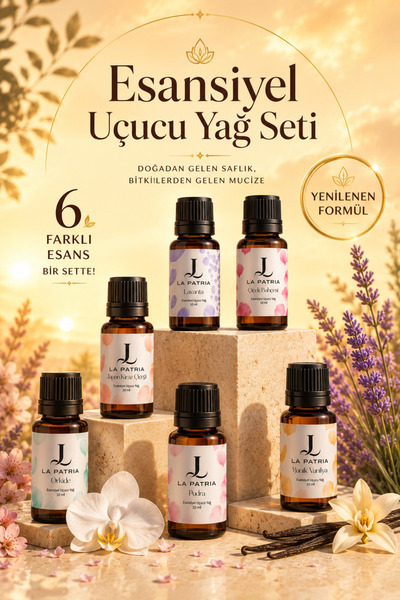 LaPatria Çamaşır yün Kurutma Topu İçin Koku seti 10ml - 6 Adet Esansiyel Uçucu Yağ