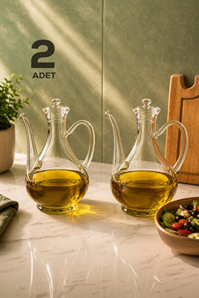 Porsima 5323 طقم زجاجات زيت زيتون من زجاج البوروسيليكات مكون من قطعتين - طقم ...