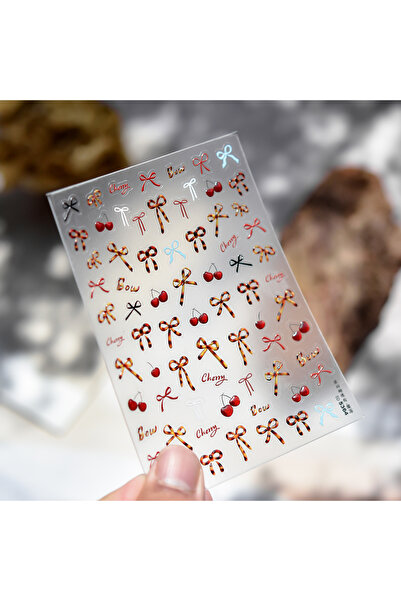 Choice22 1pcs Shell Light Nail Stickers Small Fresh White Bow Ribbon Nail Cha...