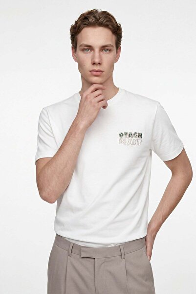 HAKKE Crew Neck Letter Printed Men's T-Shirt