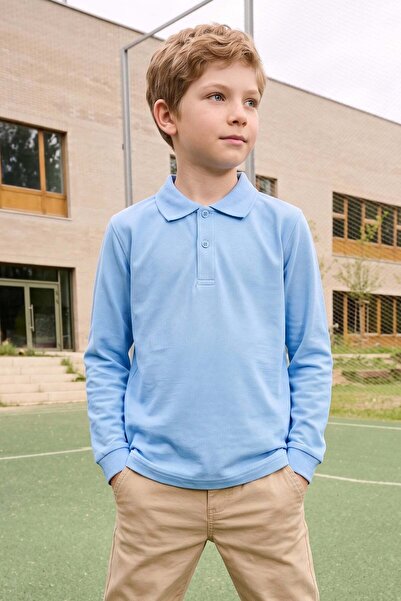 Fulla Moda Basic Polo Collar Long Sleeve Unisex Kids T-Shirt