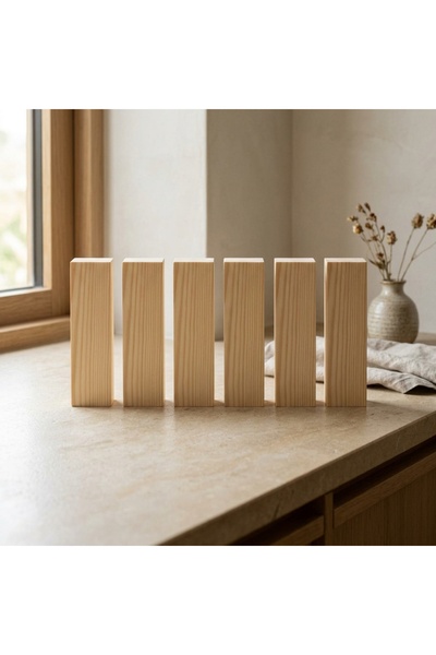 Woody.st 6’lı Ihlamur Ahşap Oyma Blok Seti – 5x5x20 cm Oyma ve El Sanatları İçin