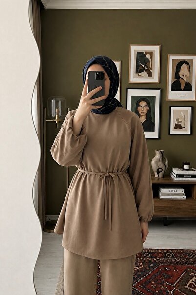 miremiran Balon Sleeve Oversized Tunic Shirt with Waist Tie and Zipper Inside...