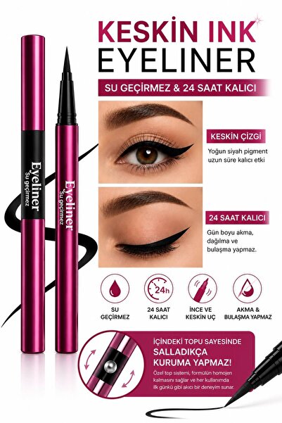 NUNUKO InkLock 24H Waterproof Eyeliner - Keçe Uçlu Siyah Keskin Eyeliner