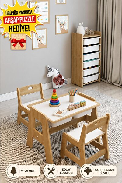 Jest Dekor Konsept Lesson Montessori Ahşap Aktivite Masa Sandalye Takımı / 2 ...