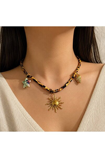 Haziran Accessory, Steel Coast Sun Leopard Charm Necklace