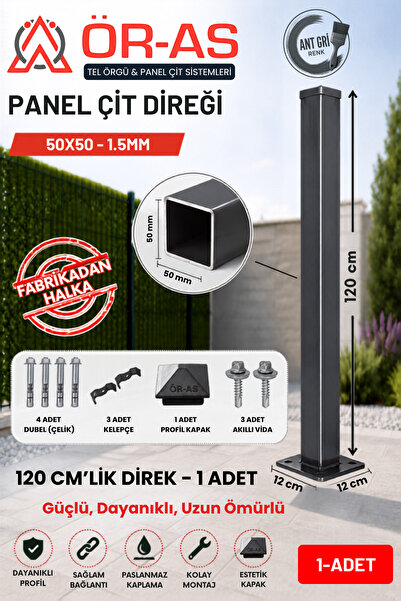 ÖR-AS TEL ÖRGÜ & PANEL ÇİT SİSTEMLERİ Panel Çit Direği Aksesuarlı-(-120cm-)Re...