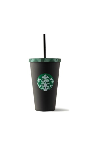 Starbucks ® زجاج مشروب بارد منقوش عسكري أسود - 473 مل