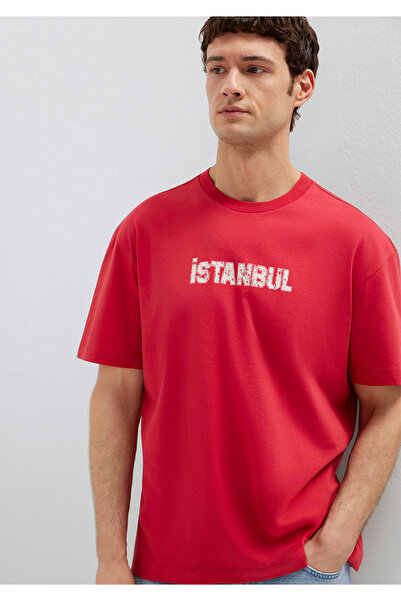 Mavi Istanbul Printed Red T-Shirt Loose Fit / Comfortable Loose Cut 0613593-7...