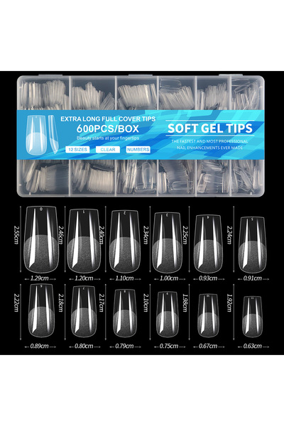 Choice 04 600Pcs Full Cover Press On Nail Tips Stiletto Almond Square Coffin ...