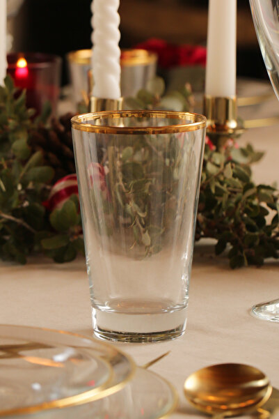 Rakle Pure gold gilded 4-piece beverage glass set 400 cc