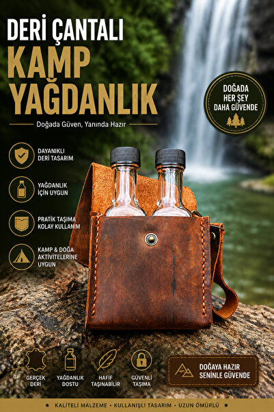 Vivaldi Home Deri Çantalı Kamp Yağdanlık, Kamp Malzemeleri, Kamp Mutfağı,bush...