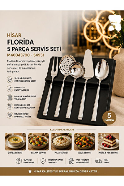 ŞİRİN VALENT HOME Hi̇sar Florida 5-Piece Serving Set