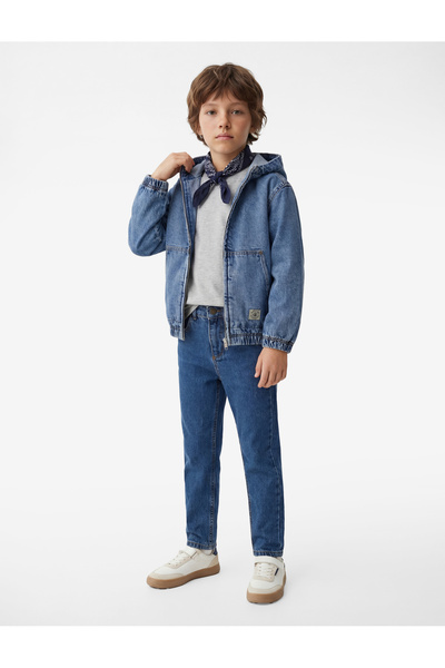 Koton Pantaloni din denim indigo pentru băieți, cu talie reglabilă 6SKB40010TD