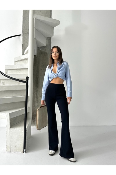 Thin Shop بنطلون نسائي إسباني واسع الساقين من الفولاذ (خيار المقاسات الكبيرة)