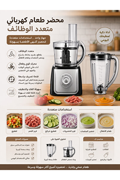 Yallabena Electric Kitchen Food Processor for Dicing Salads Sauces and Meat M...