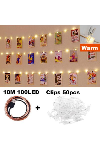 Choice Warm 100led 50Clip 1pc Photo Fairy Lights String with 50/30/20 Clips U...