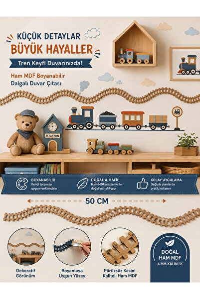 mdmetadesign Dekoratif Ham Mdf Tren Rayı Duvar Çıtası