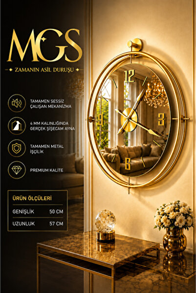 Mgs SAAT- DUVAR SAATİ- TİNATTİ GOLD BRONZ AYNALI DUVAR SAATİ