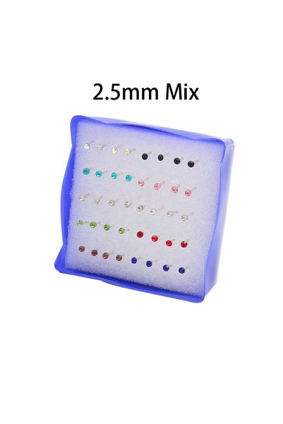 Choice 2.5 مم ملون CZ 20 زوج/مجموعة نساء فتاة أحجار الراين كريستال أقراط أذن ...