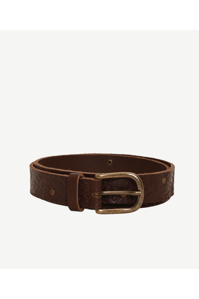 Yargıcı Leather Belt with Print Detail
