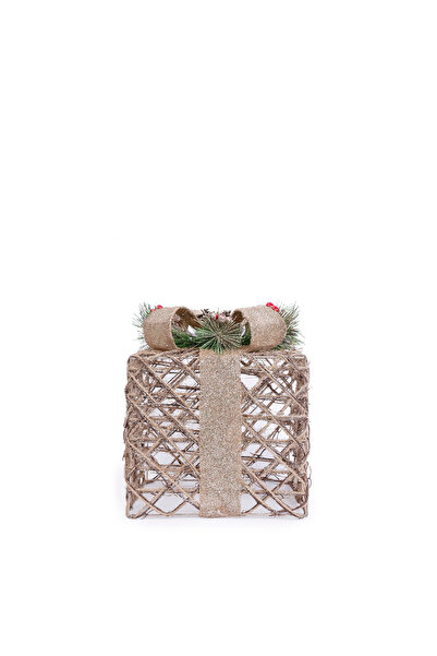 Yargıcı Led Işıklı Hediye Paketi Yılbaşı Dekoru(15x15x15 Cm)