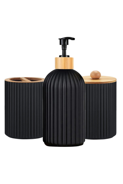 Choice 3pcs-black Bathroom Countertop Container Hand Soap Dispenser Cotton Ba...