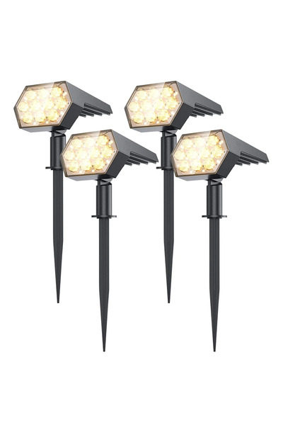 Choice1 400W 4 PCS Warm Light Solar Lights Outdoor 92 LED Solar Spot Lights O...