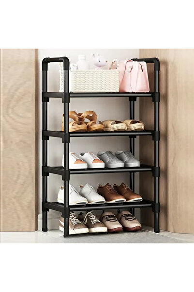 choice2 4 layers Black Elevated Shoe Rack Small Simple Multi-layer Shoe Cabin...