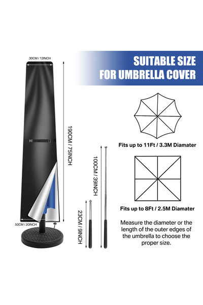 Choice3 Straight 190CM Outdoor Cantilever Umbrella Cover Waterproof Patio Par...