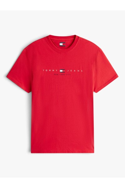 Tommy Hilfiger TJM REG FLAG LINEAR SS TEE EXT Erkek Kırmızı T-Shirt - DM0DM21911